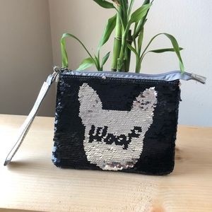 WOOF Black & Sliver Wristlet Bag